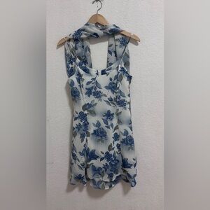 Vintage y2k floral mini dress with neck scarf
